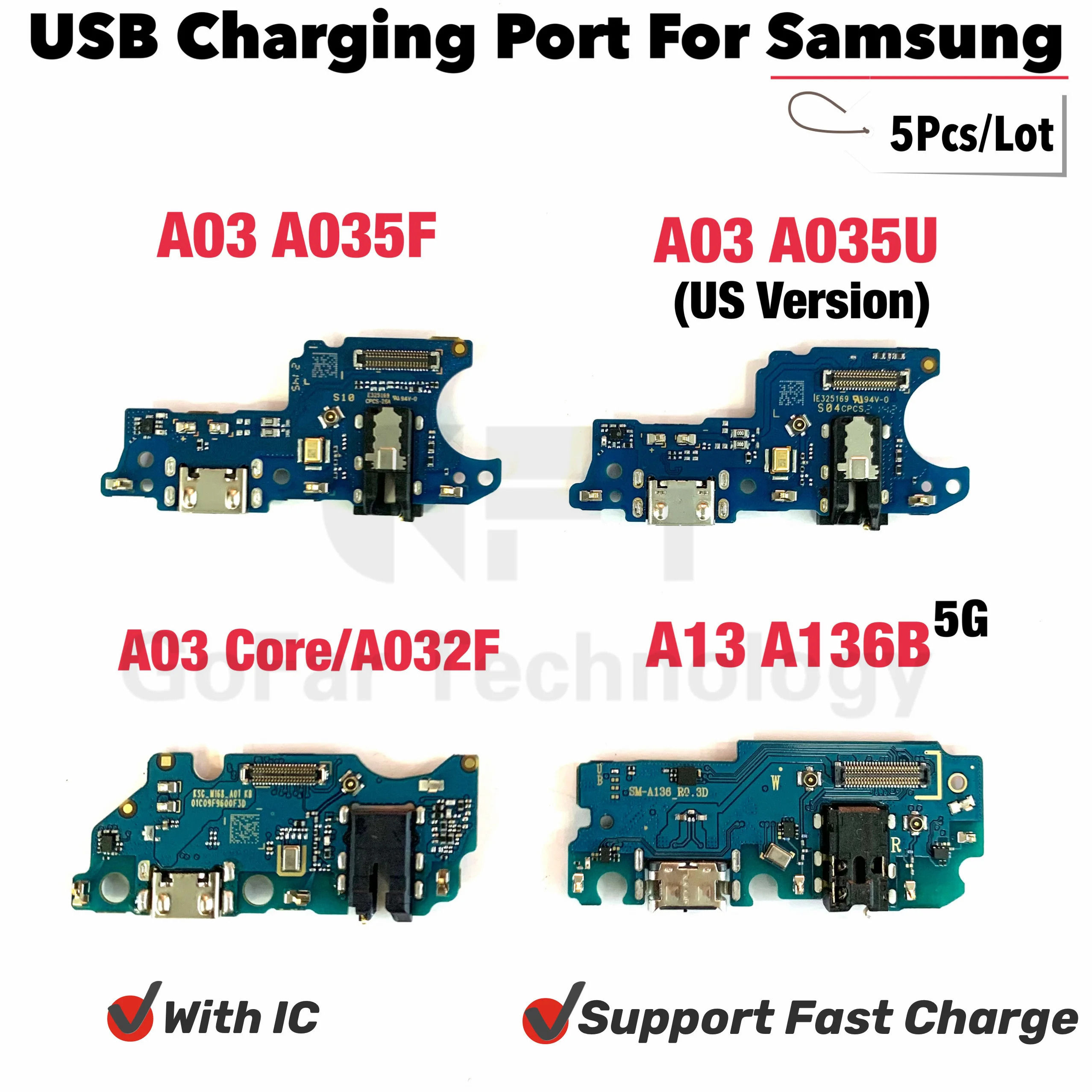 5 шт. Новая плата зарядного устройства PCB Flex для Samsung A03 Core A032F A035 A035U A13 5G A136B USB-порт