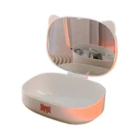 New Storage box with mirror folding makeup mirror Female student dormitory desktop makeup mirror makeup organizer box 2