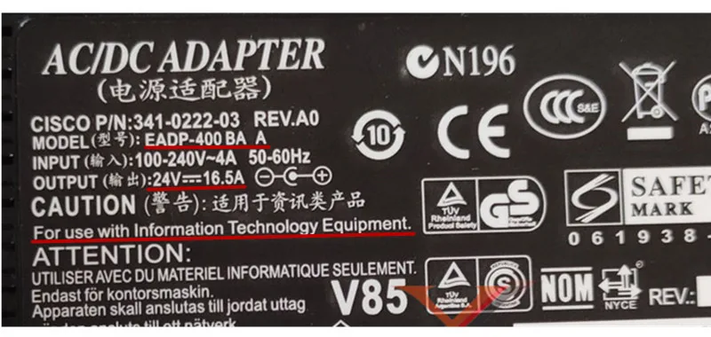 24V 16.5A 400W AC/DC 어댑터 충전기 EADP-400BA CISCO P/N 341-0222-03 Rev.A0용 전원 공급 장치