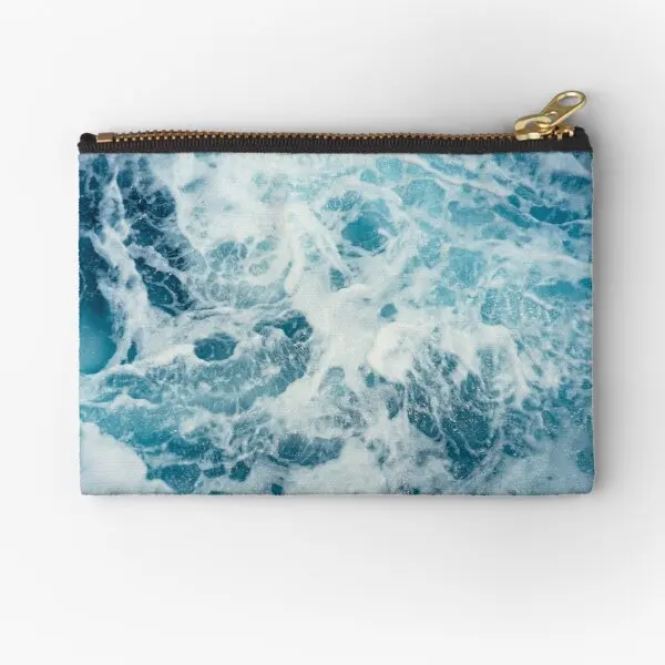 

Sea Waves In The Ocean Zipper Pouches Underwear Pure Storage Coin Women Key Pocket Panties Bag Money Cosmetic Packaging Socks
