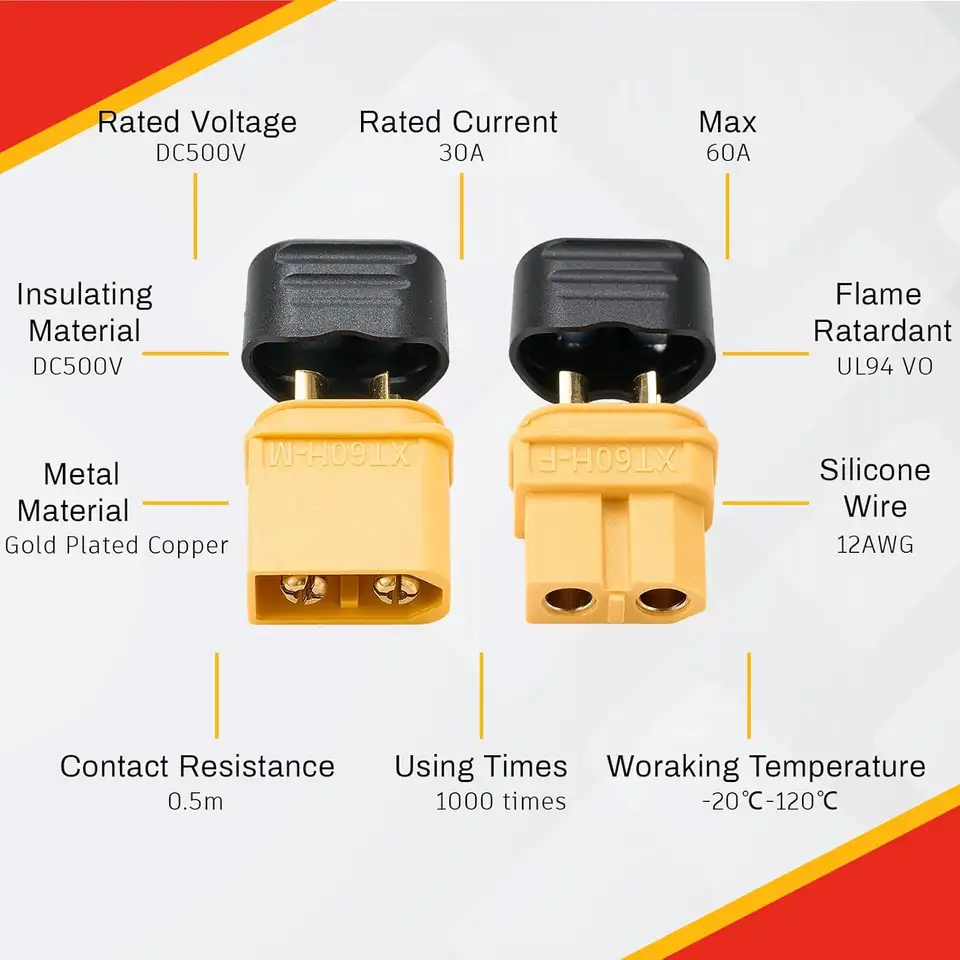 1-40PCS Male & Female Connector XT60 XT90 Plugs Wire Cable Connectors Adapter with Sheath Housing for RC Battery Car Airplane image 3
