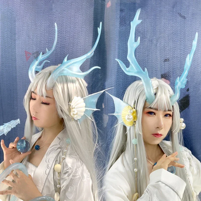 

Game Dragon Girl Elder Mermaid Eras Horn Golden White Conch Shell Honor Of Kings Xishi Cosplay Resin Prop