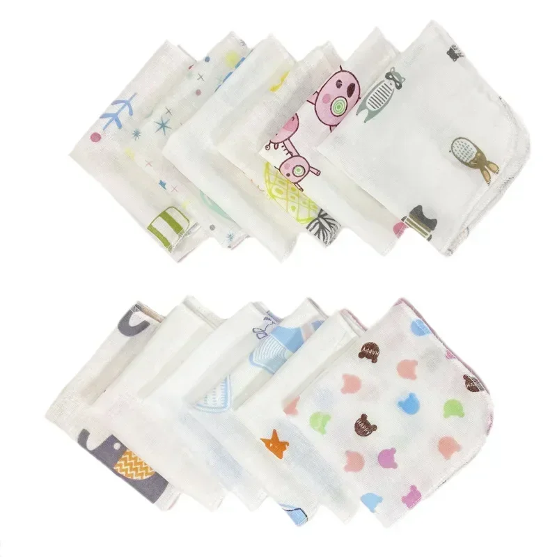 Random 5pcs 20x20cm Muslin Cotton Baby Towels Face Towel Handkerchief Bathing Feeding Face Washcloth Wipe Burp Cloth baby towel muslin towel
