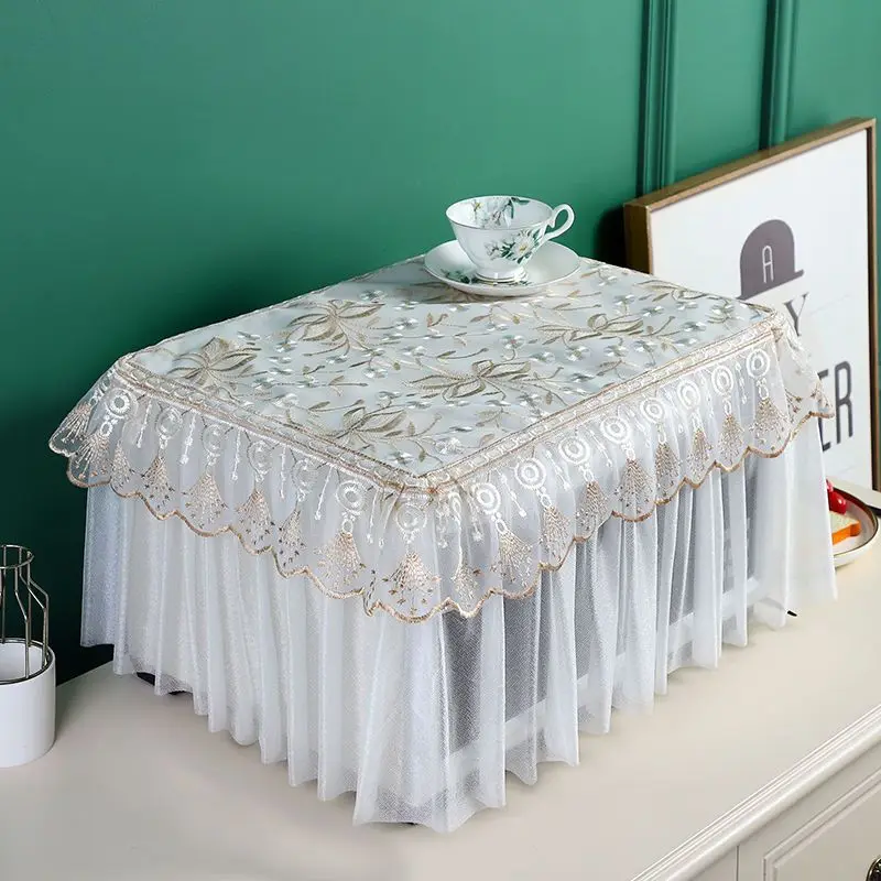 Lace Microwave Oven Cover Universal Breathable Full Covered Washable Double-layer Cloth Oil Proof Dust-proof Oven Cover ZC822
