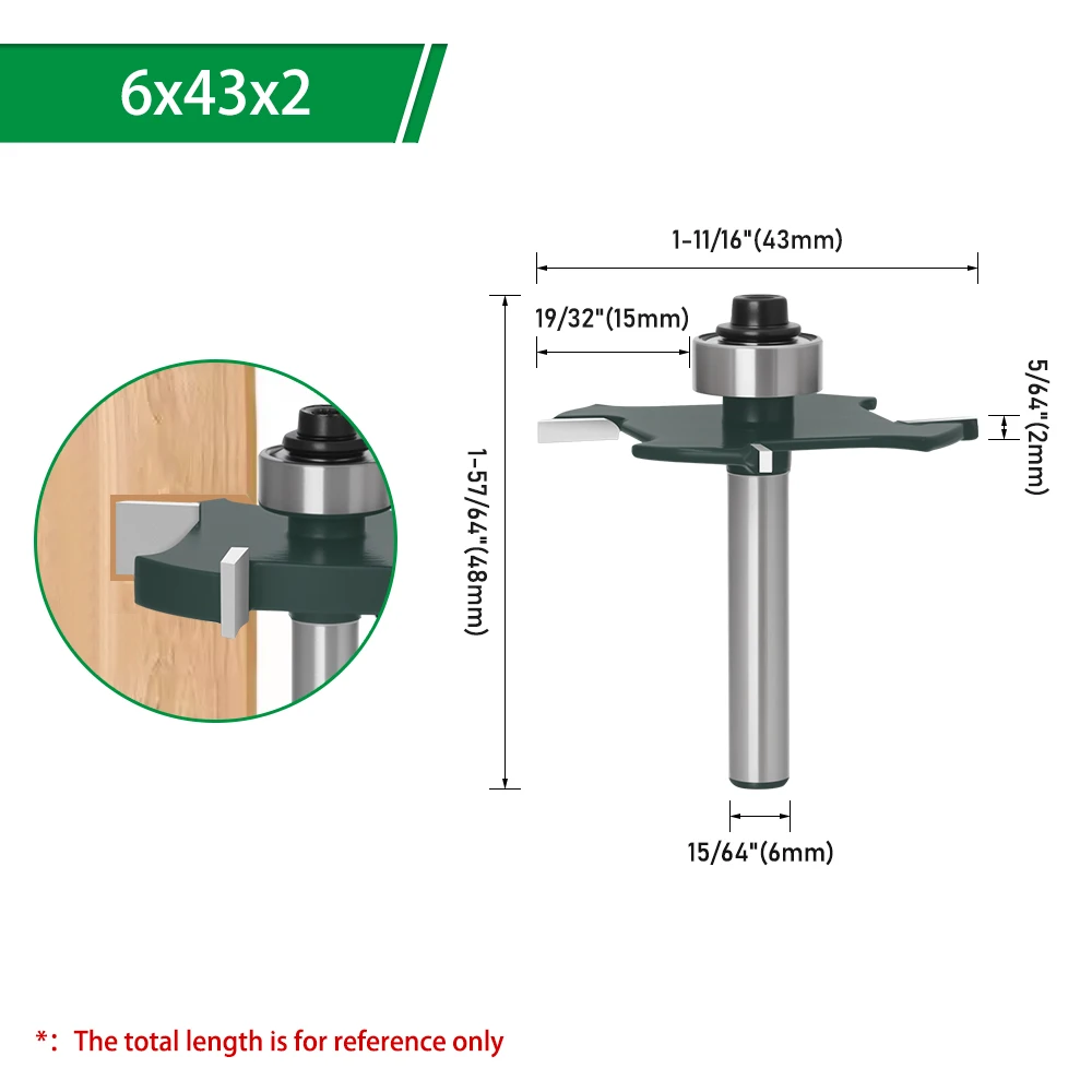 LAVIE 1 Stück 6 mm 1/4 Zoll Schaft 4-schneidiger T-Nut-Fräser, dunkelgrüner Holzfräser für die Holzbearbeitung C06319Z443 – Detail 8