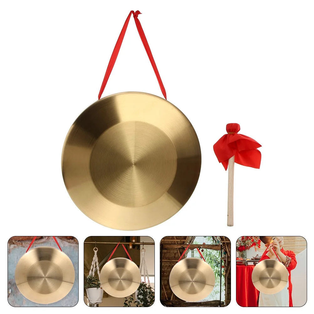 Handmade Copper Gong Small Percussion Instrument Toy Music Playset Kids Hearing Training Chinese Opera Gongs Hand Gongs