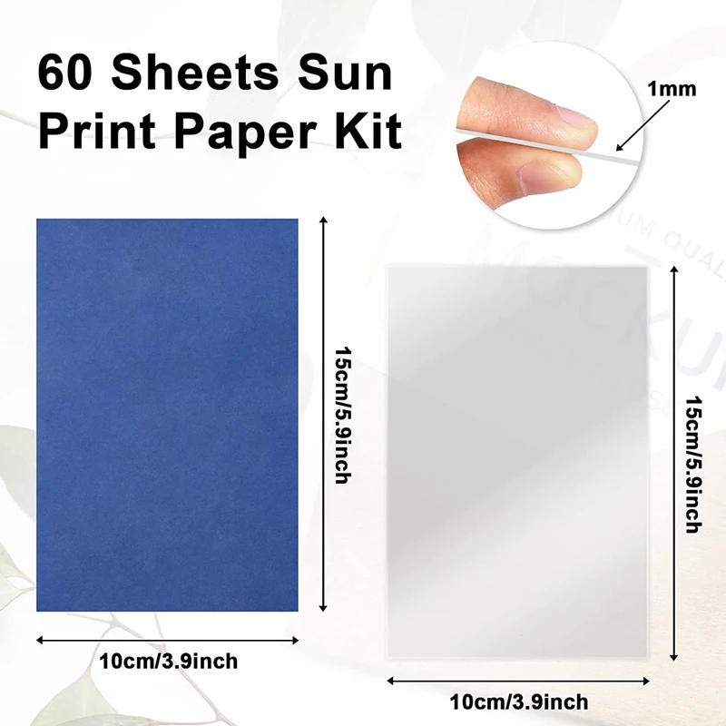 61 Pcs Sun Print Paper Cyanotype Paper Kit,Solar Drawing Sensitivity Sun Print Nature Printing Paper(5.9X3.9 Inch)
