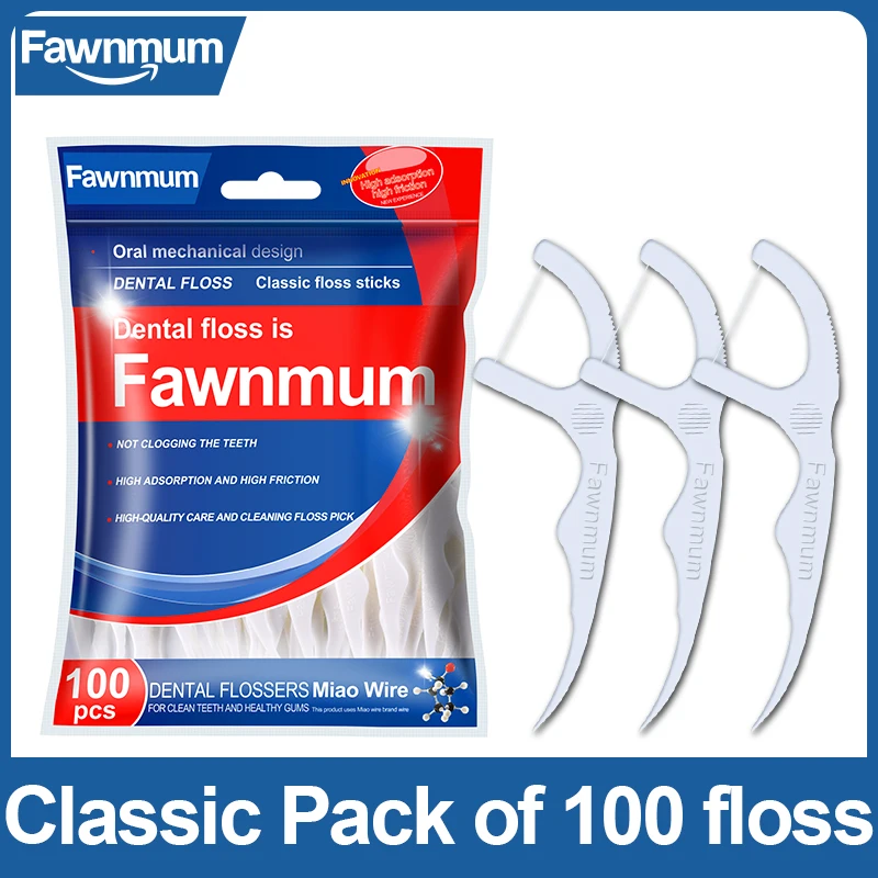 Fawnmama – fil dentaire, 100 pièces, cure-dents, brosse interdentaire, nettoyage des dents, soins buccaux