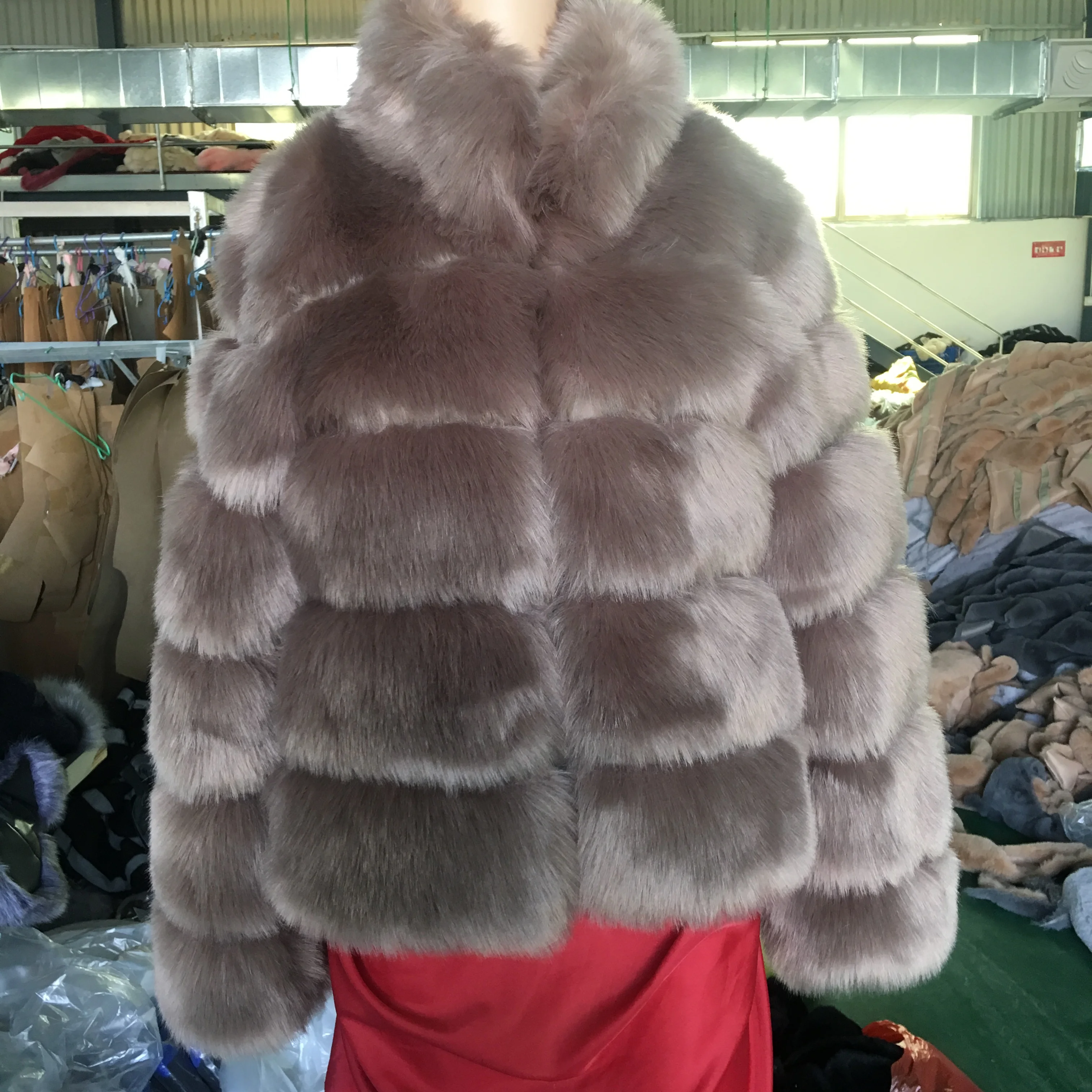 Hot style lady faux fox fur coat factory directly sell best quality with best price long sleeves with collar long down coat