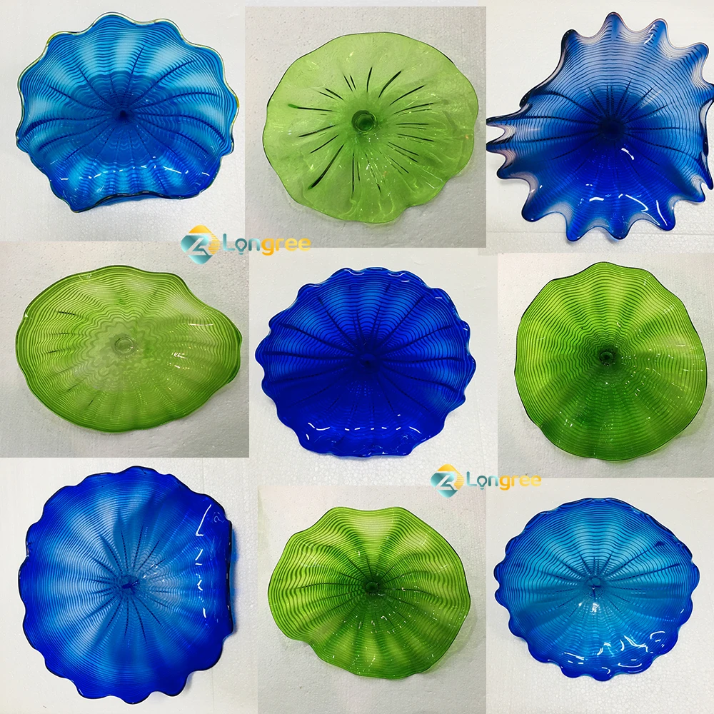 

Wall Art Set Of 9 Murano Glass Wall Plate Hanging Decoration Above Bed for Home Office Bedroom Bathroom Living Room