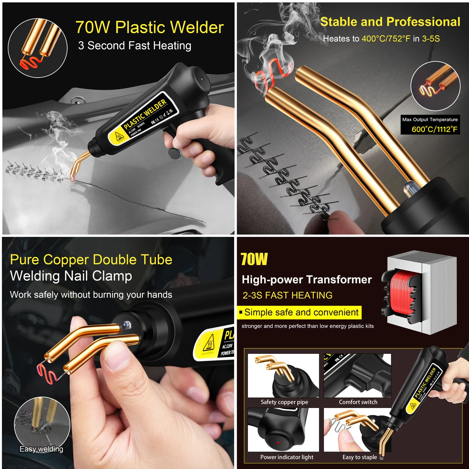 1200/400Pcs Nails Plastic Welding Machine Bumper Soldering Iron Staples Bumper Repair Car Tools Kit HOT Stapler Plastic Welder 5
