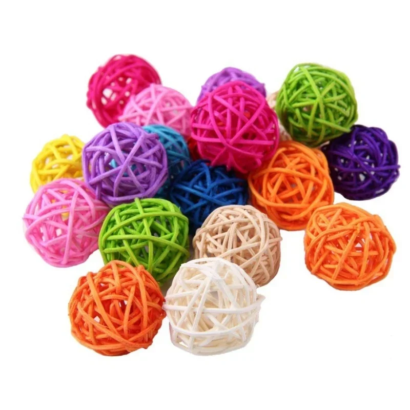 Parrot Toy Bird Toy Pet Bird Chewing Bird Rattan Ball Toy For Parrot Budgie Parakeet Cockatiel Chewing Playing Parrot Cages Toys 5pcs