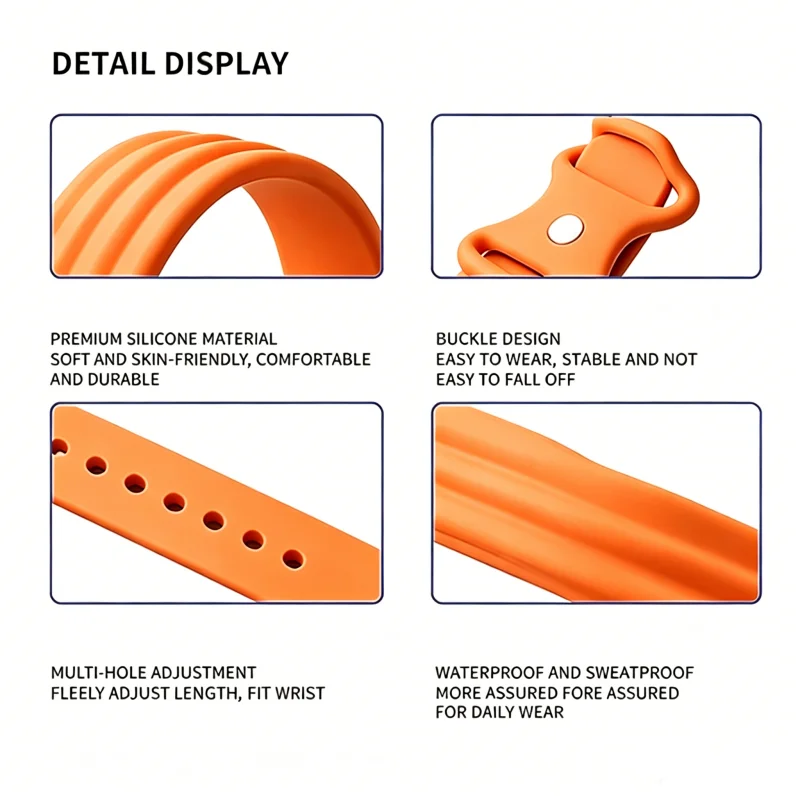 Soft Silicone Adjustable Wristband - Solid Color Replacement Smart Bracelet Strap Accessory