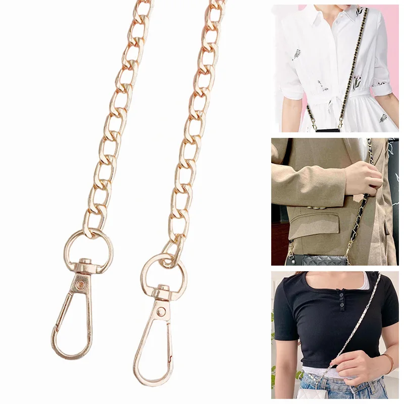 

1PC Handbag Chain Metal Mobile Phone Rope Bag Chain Lanyard Shoulder Strap Hanging Chain Bag Accessories Messenger Girl Gold