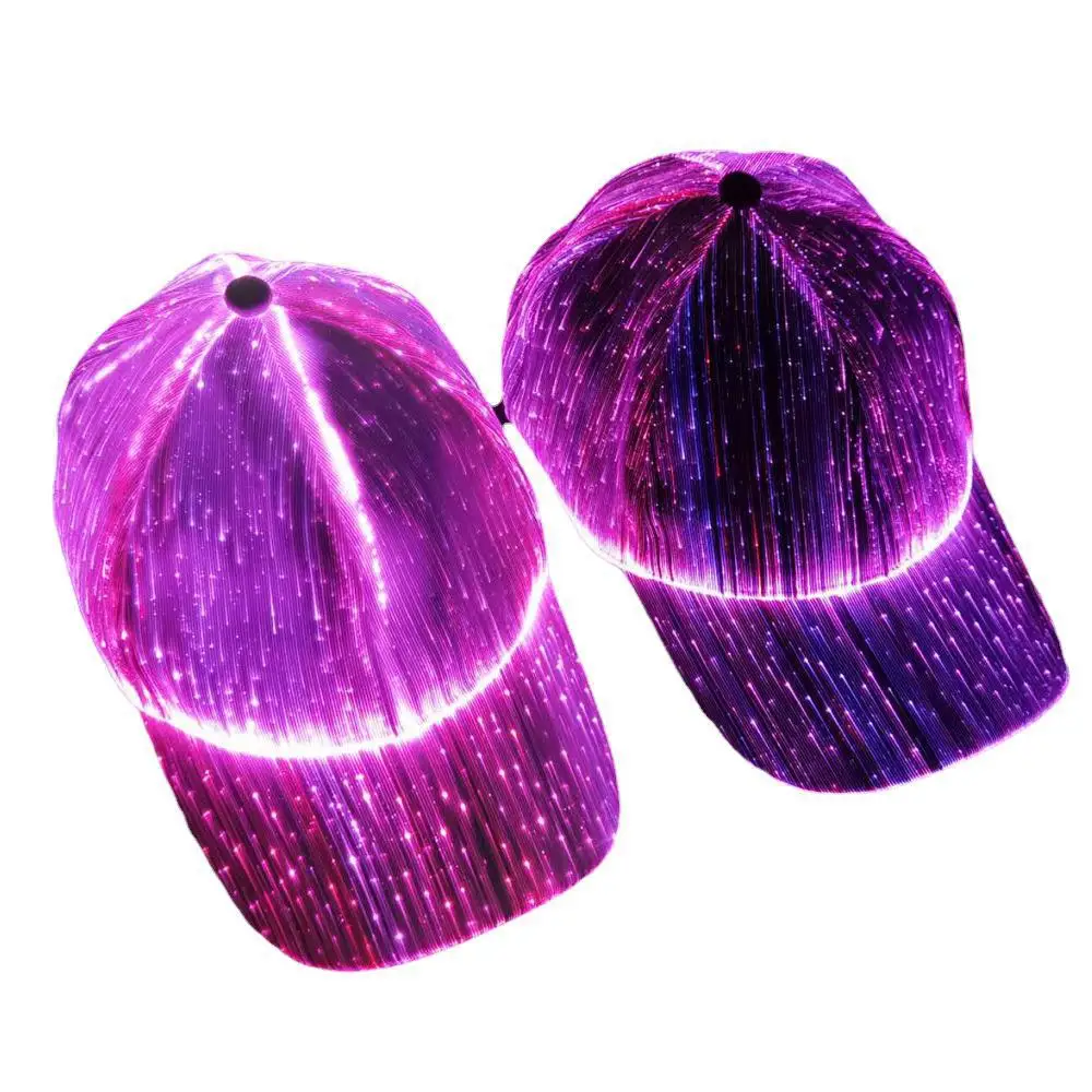 Colorful Led Fiber Optic Shine Cap Hip-hop Party Performance Hat Couple Flash Cap Bar Bungee Shine Baseball Cap Free Shipping