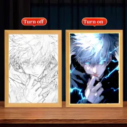 Jujutsu Kaisen Satoru Gojo Illuminated Art Frame with LED Night Light & Moon Lamp Décor - USB (Jujutsu kaisen 03)
