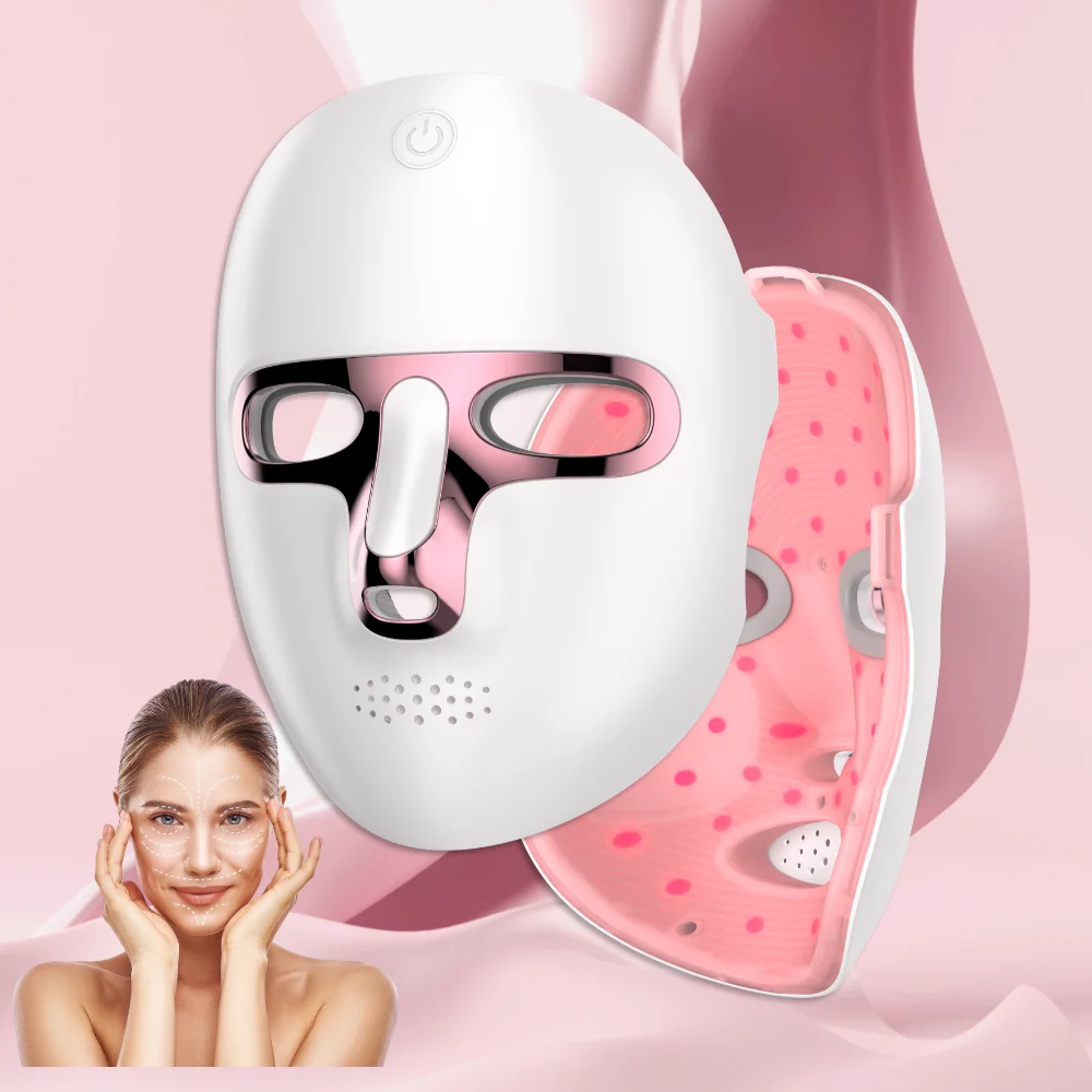 LED face mask therapy skin beauty facial skincare red light 7 colors light wireless rechargeable at home