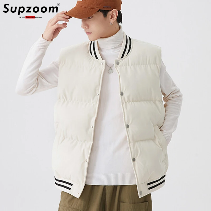 Supzoom 2023 Top Fashion New Arrival Casual Large Size Leather Stand Collar Cotton Autumn And Winter Warm Thickened Vest