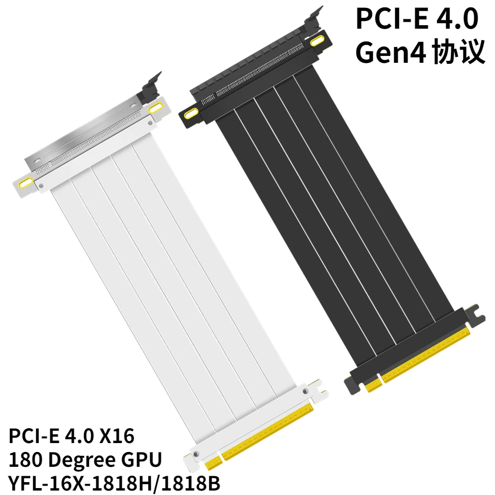 Cabo Riser de Slot Banhado a Ouro Alta Velocidade Pcie X16 4.0 Pci Express Gen 4.0 Extensor Riser Blindado Flexível Jogos Gpu 90 ° 180 °