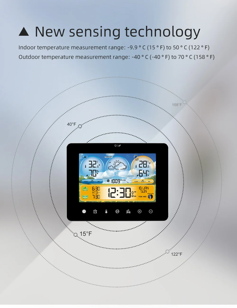 Weather Station Thermometer with Remote Sensors and Touch Color Screen Weather T