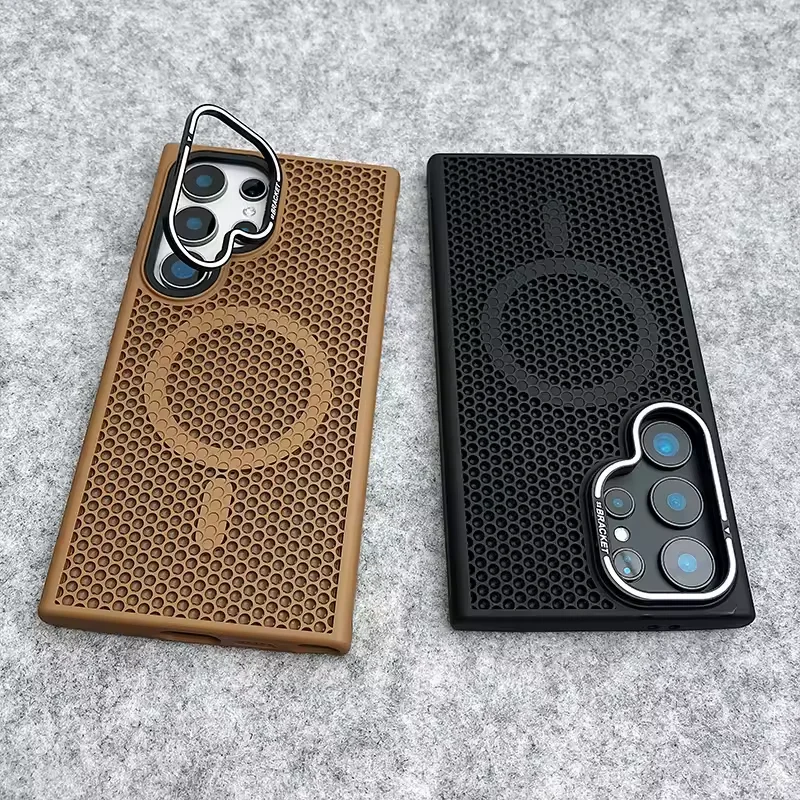 Luxury Breathable Mesh Magnetic Case with Lens Stand and Cooling Shockproof Cover