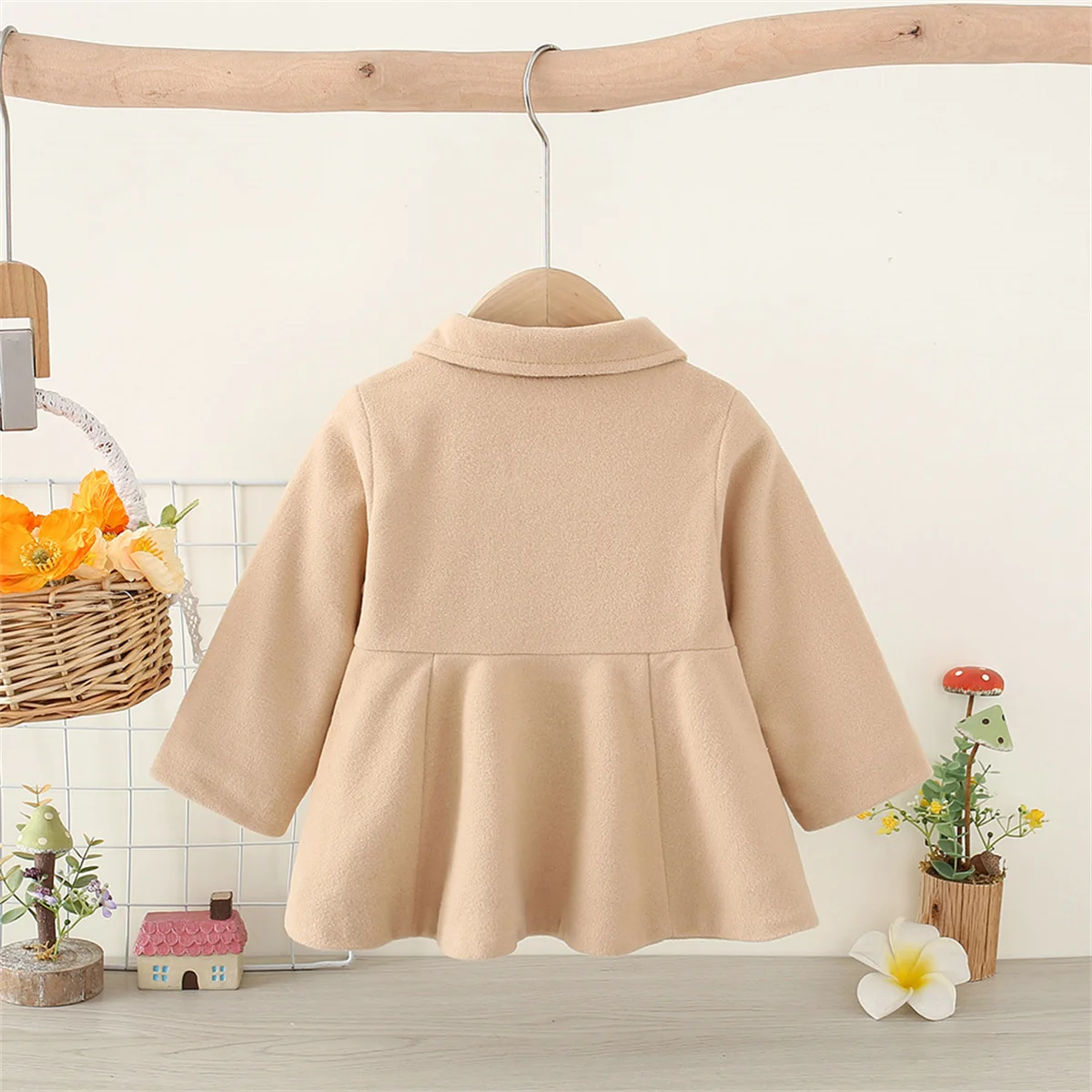 Autumn Newborn Girl Long Sleeve Woolen Coat Thickened Polo Collar Children Jacket Fashion Double breasted Clothing