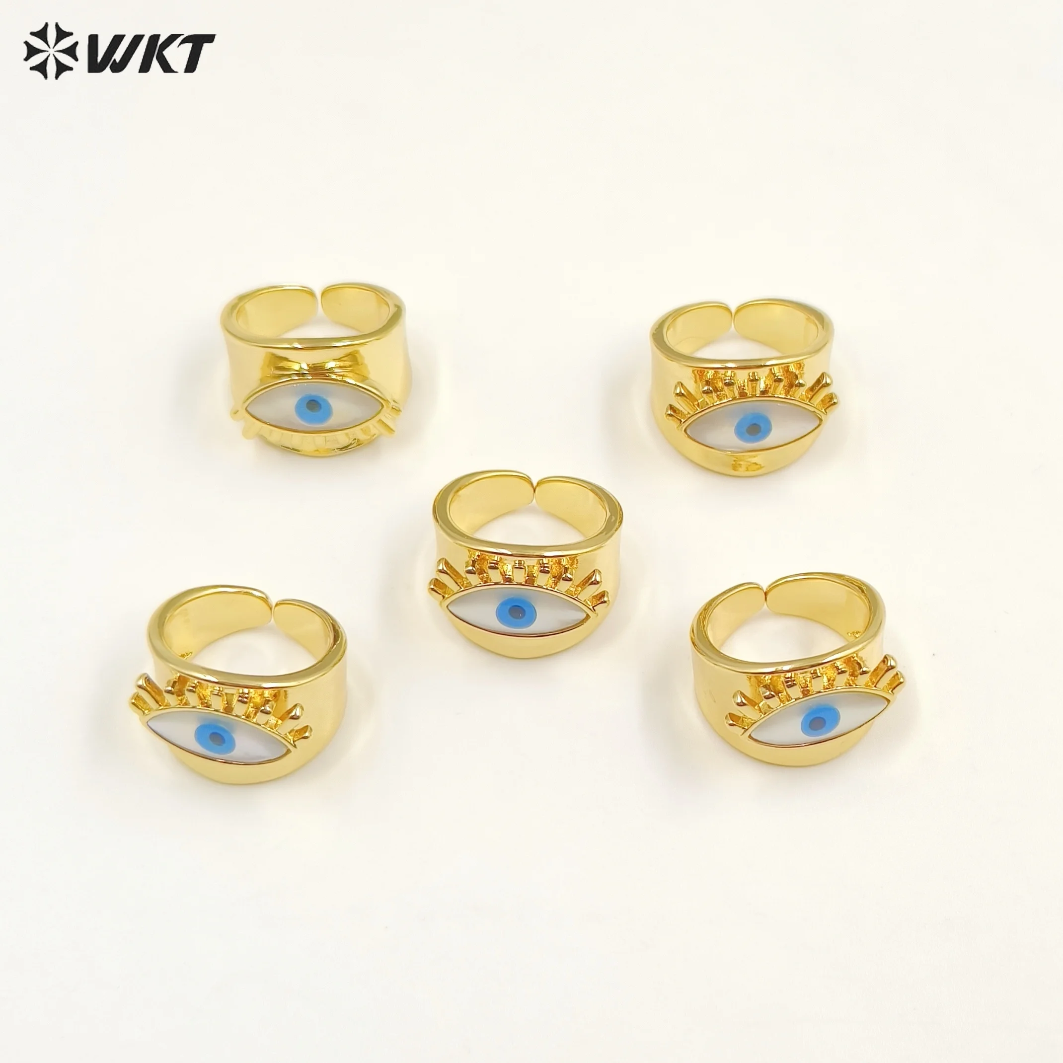 

WT-MPR064 WKT 2023 Devil Eye Charming Design 18K Gold Plated High Quality Anniversary Gift Shell Ring Accessories NEW