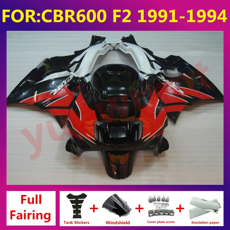 

For CBR600 CBR 600 F2 1991 1992 1993 1994 CBR600RR Motorcycle Fairing Kit ABS Bodykits Accessories Fairings fit set red black