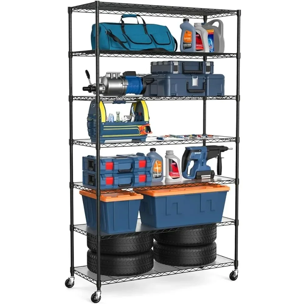 

7 Tier NSF Wire Shelf Shelving Unit 18 X 48 X 82 Inch 2450lbs Capacity Heavy Duty Adjustable Storage Metal Rack Freight Free