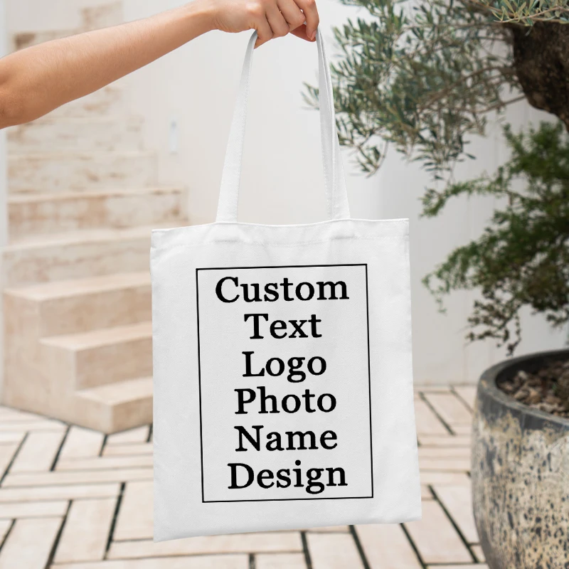 Diy Your Design Tote Bag Large Capacity Foldable Canvas Bags Text Photo Name Shoulder Handbags Portable Stylish Organizer tote bags canvas bag canvas bags