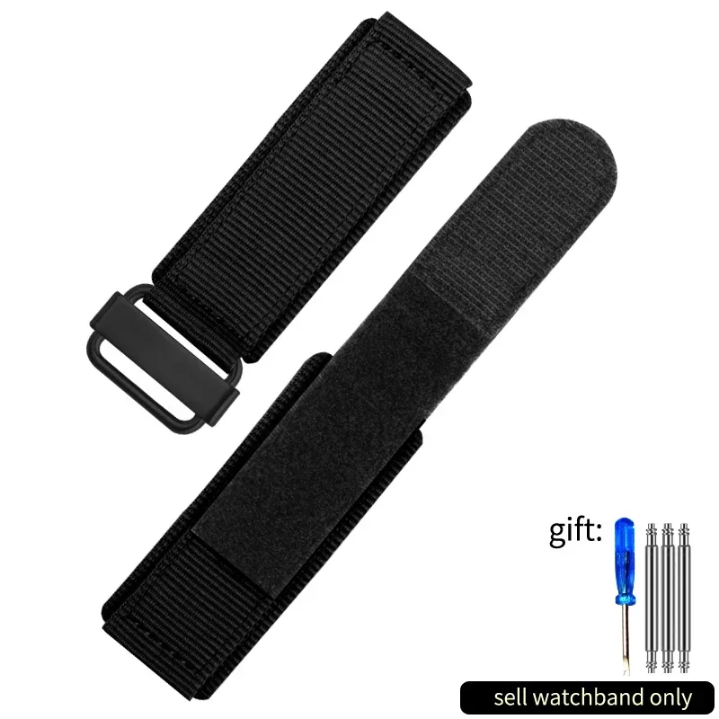 Durable Premium Nylon Hook and Loop Fastener Watch Strap for Outdoor Sports, Canvas Band 22-24 mm