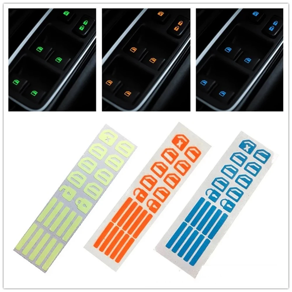 

Car Window Lift Switch Sticker Button Luminous Sticker Lifter Switch Night Fluorescent Decals Interior Styling Accessories