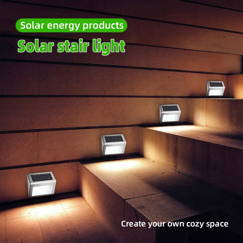 Solar LED Light Fence Light Outdoor Stainless Steel Waterproof Stair light Patio light Step Wall Garden lights