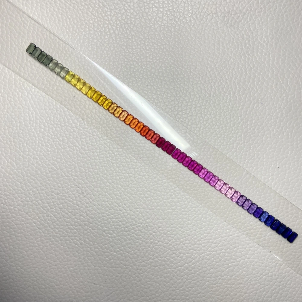 Meisidian Top Quality Emerald Baguette Cut Lab Corundum Sapphire Rainbow Stone For Necklace Making