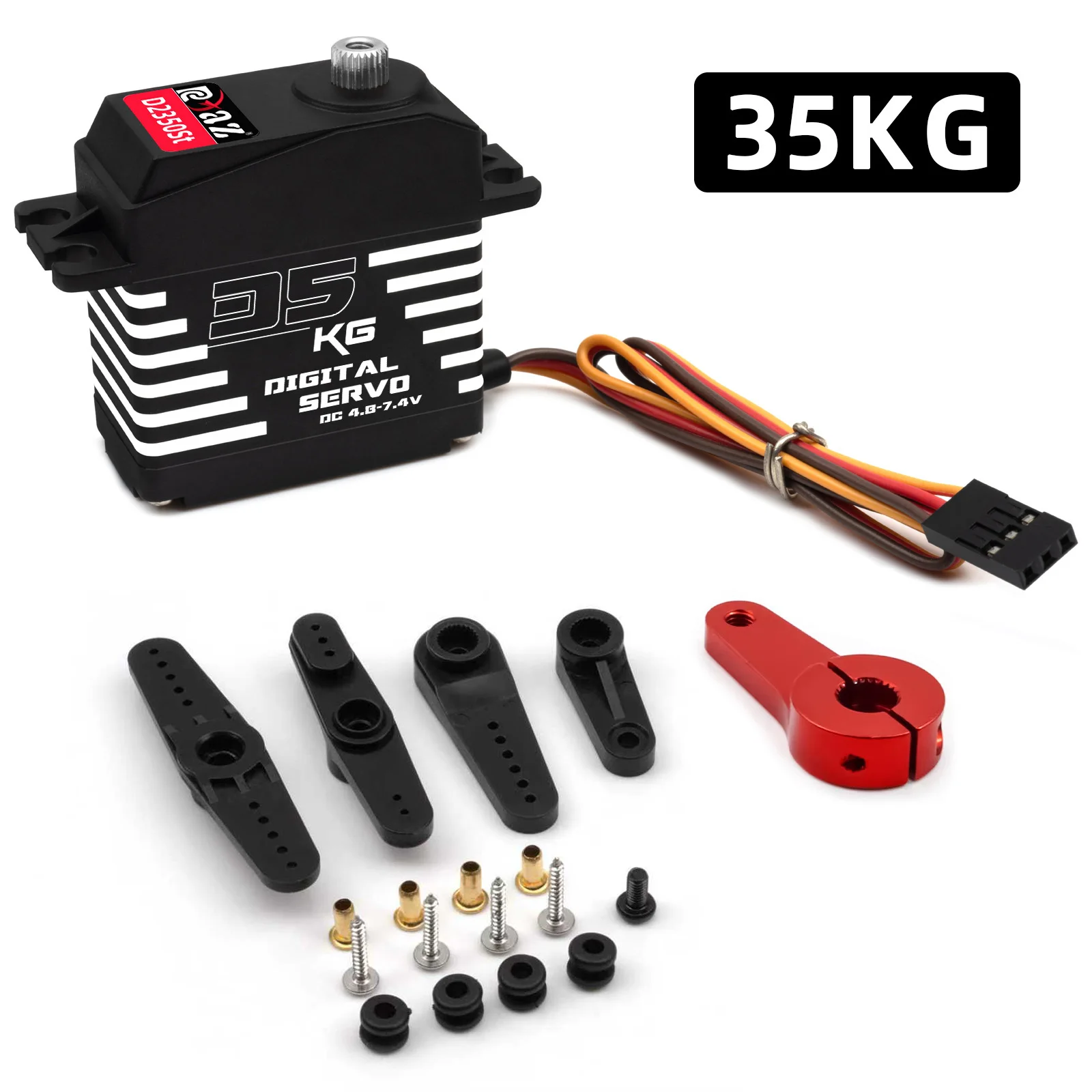 Servomoteur RC haute puissance 20-35KG pour crawler buggy installé sur un châssis de buggy, prêt pour le contrôle précis.