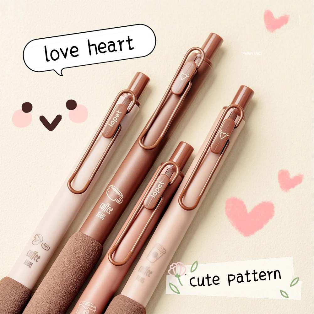 4 Pcs/Set Coffee Soft Bread Gel Pen 0.5mm Black Color Gel Ink Pens For Writing Office School Stationery Supplies