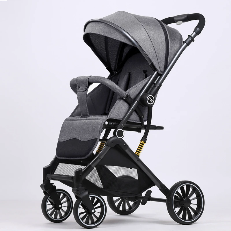 Two-way Stroller Lightweight Baby Carriage High View Newborn Can Sit or Lie Down Foldable with One Click