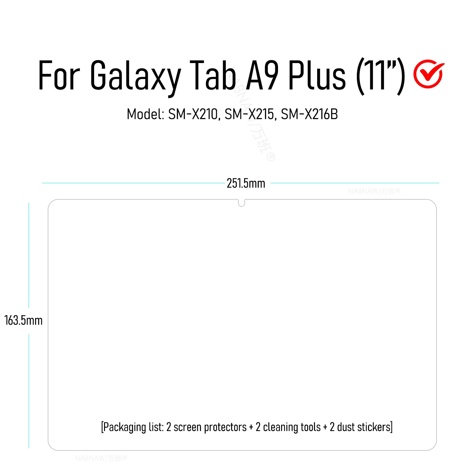 Premium Tempered Glass Screen Protector - 2 Pack, HD Clear, 11 Inch