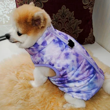 Tie Dye Dog Clothes Winter Vest Coat with Leash Ring Puppy Sweatshirts for Small Dogs Boy Girl Cold Weather Cat Apparels 4