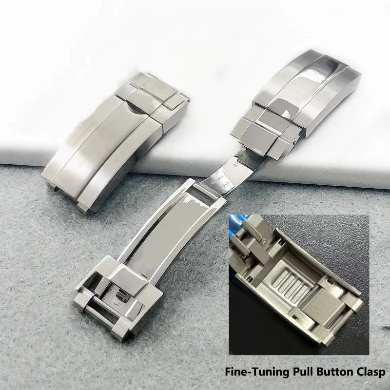 16 X9Mmfibbia Pieghevole In Acciaio Inox Glide Lock Per Rolex Submariner Oysterflex Daytona Gmt Cinturino Cinturino Distribuzione Chiusura