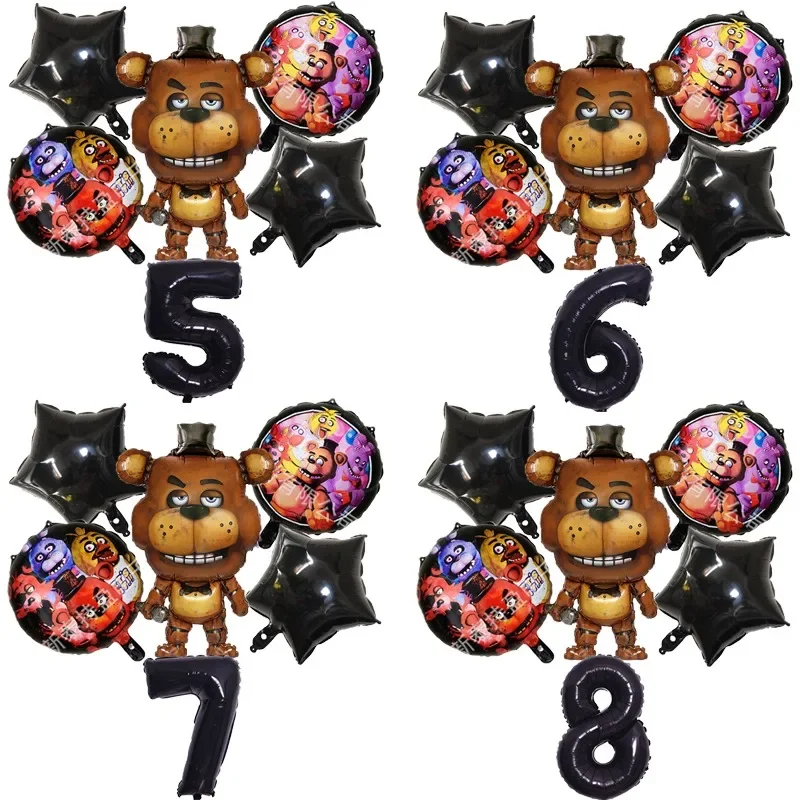 FNAF Ballons Zahlen Luftballons Fünf Nächte beim Freddys Geburtstag Dekorativer Ballon Babyparty Partydekoration Foto Requisiten