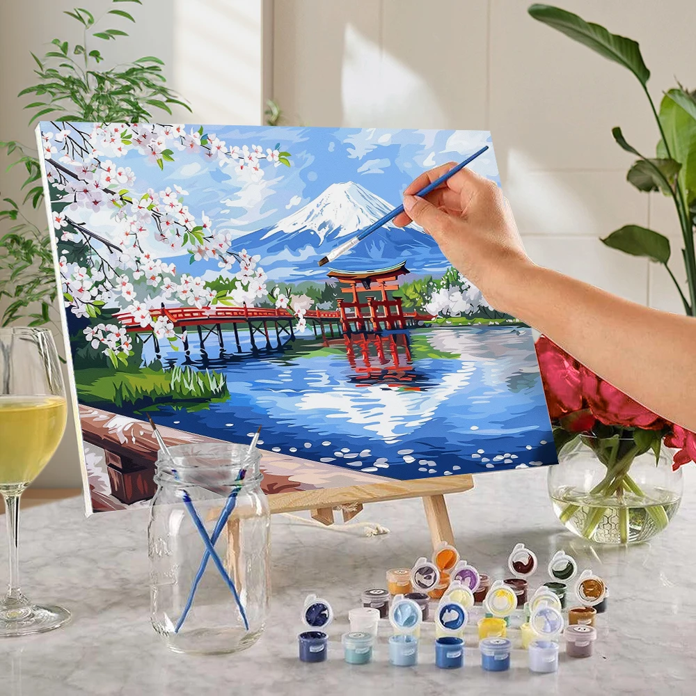 후지 산 DIY 손으로 그린 그래피티 그림, 엄선된 명절 선물, 휴일 레저 창조에 적합, 1 개