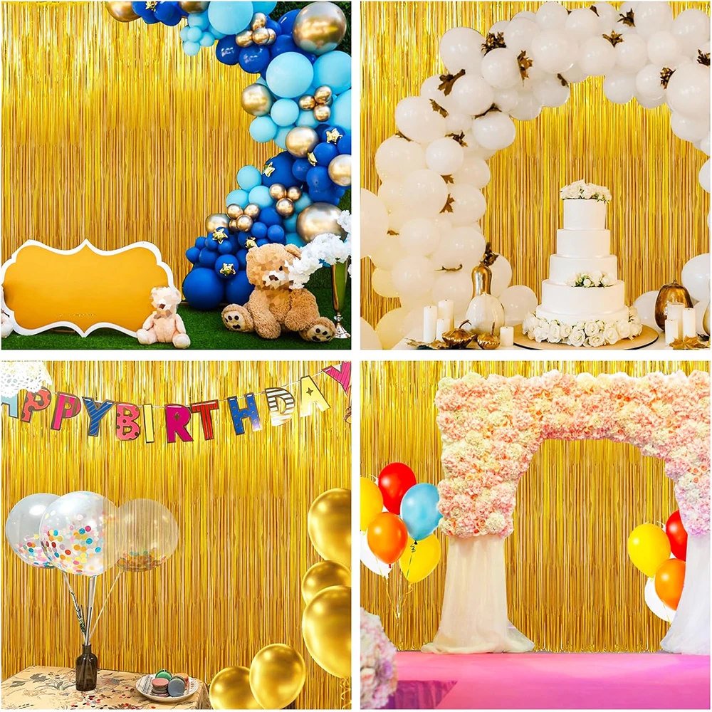 Schillernder Lametta-Folien-Fransenvorhang, 1 x 2 m, Party-Luftschlangen-Hintergrund, Dekorationen, Fotokabinen-Requisiten, Hochzeit, Brautparty, Geburtstag – Detail 8