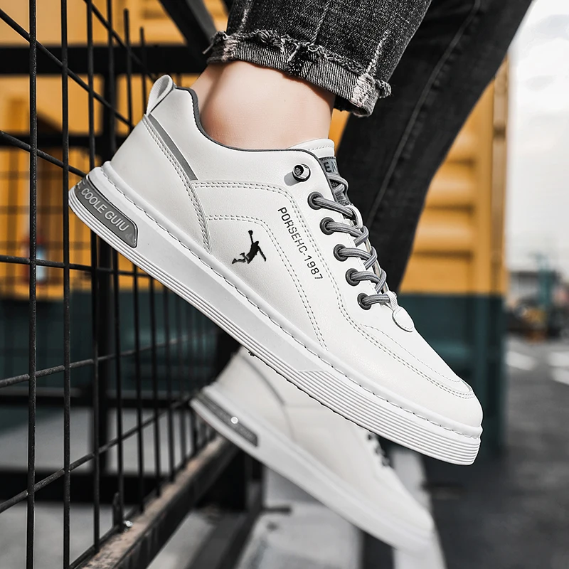 Luxury Men's Shoes Spring Men's Casual Leather Shoes Korean Fashion All-Matching Sports Fashion Shoes Men's White Male Footwear 4