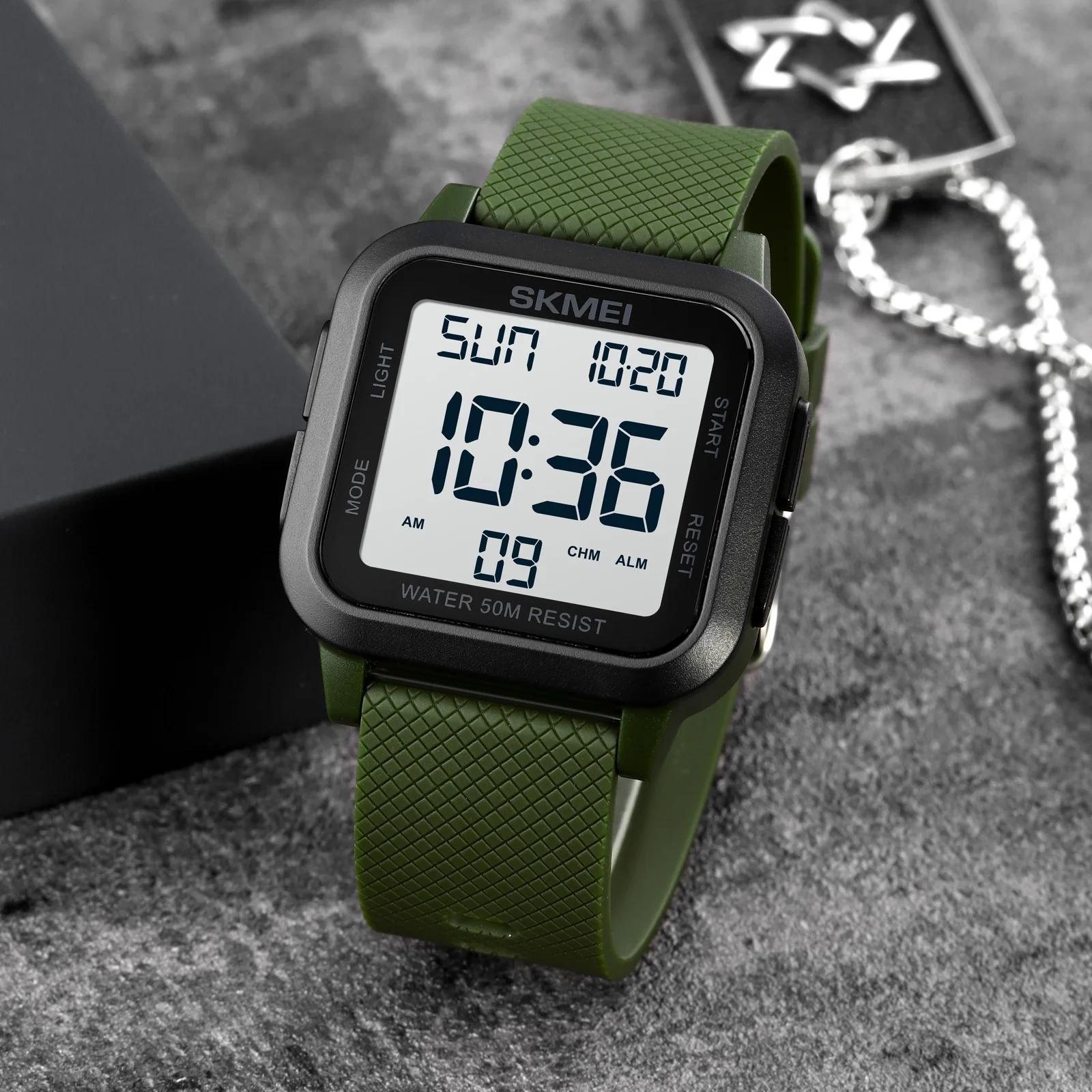 SKMEI Men's Digital Sports Watch with Backlight and Stopwatch, 5Bar Waterproof