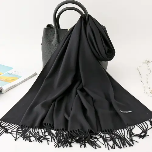 Solid Color Cashmere Scarf for Men Winter Pashmina Warm Neckerchief Navy Black Gray Men's Business Scarves Male Bufandas Shawls - Image 5