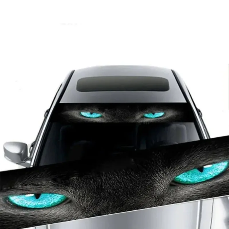 Pegatinas 3D para coche con diseño de ojos de lobo y calavera para parabrisas delantero, ventana trasera, protector solar, vinilo, decoración de animales geniales