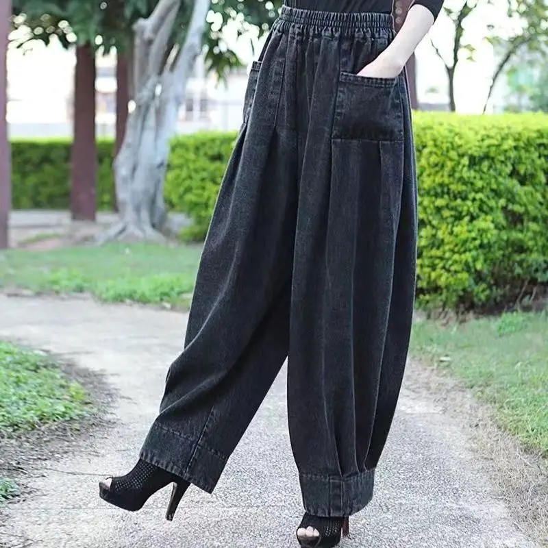 2023 New Spring and Autumn Fashion Trend Versatile High Waist Large Pocket Loose Relaxed Slim Oversize Lantern Pants for Women