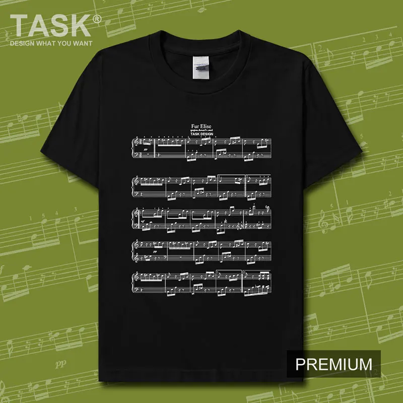 

"For Alice" Beethoven's Piano Score Printed Musician T Shirt. Short Sleeve 100% Cotton Casual T-shirts Loose Top Size S-3XL