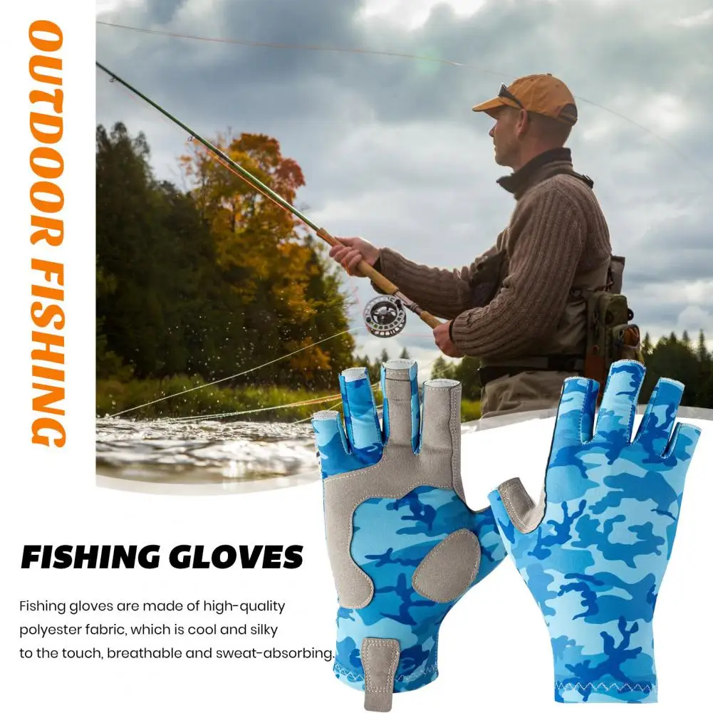 Outdoor Sports Gloves Lightweight Fishing Gloves Camouflage Half-finger Fishing for Men Women with Upf 50 for Kayaking